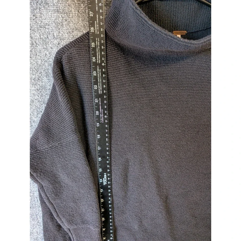 Free People Ottoman Slouchy Tunic Sweater Womens XS Black Charcoal Ribbed Knit - Picture 5 of 10